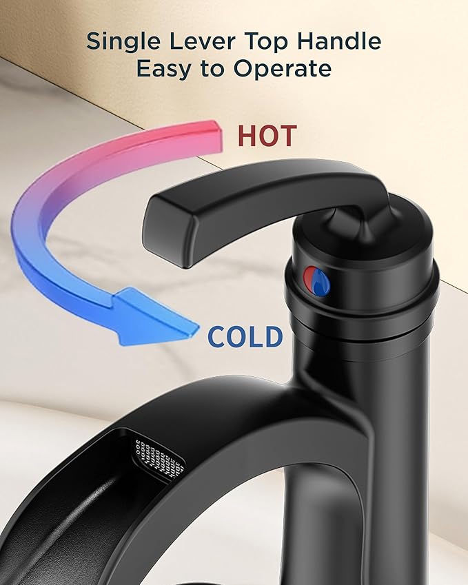 Forious Black Bathroom Faucets, Tall Waterfall Bathroom Faucet Single Handle One Hole Deck Mount Bowl Vessel Sink Faucet Bathroom with Metal Pop Up Drain and Supply Lines