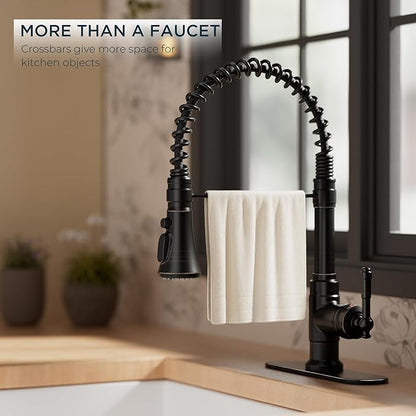 FORIOUS Antique Kitchen Faucet with Pull Down Sprayer, Oil Rubber Bronze, High Arc Single Handle Vintage Spring Sink Faucet 1 or 3 Hole for Pot Filler, Farmhouse Camper Laundry Camper