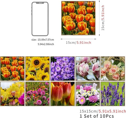 Alwayspon Vinyl Sticker Peel and Stick, Self-Adhesive Wall Tile Transfers Backsplash Sticker Decal for Kitchen Bathroom, 6x6inch/15x15cm 30Pcs, Flowers T039