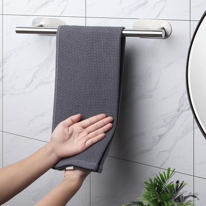 JiGiU Self Adhesive Towel Bar, Wall Mount No Drill Bathroom Hardware Set | Include 16-Inch Bath Towel Bar,Toilet Paper Holder Towel Ring & 3-Pack Towel Hooks Stainless Steel Sticky on Towel Holder Kit