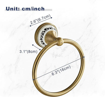 Antique Brass Towel Ring, Hand Towel Holder for Bathroom Wall | Screw-In Wall-Mounted Heavy-Duty Hand Towel Racks for Bathroom & Kitchen YIGUANXIN