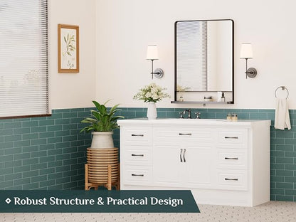 Keonjinn 24 x 32 in Black Bathroom Mirror with Shelf, Rounded Corner | Rust-Resistant, Rectangle Metal Bathroom Vanity Mirror with Storage, French Cleat Mount, Entryway, Bedroom, Hallway, Décor