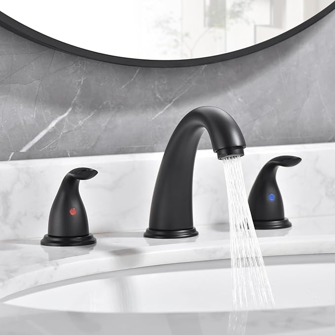 Sumerain Widespread 8 inch Bathroom Faucet - Black Basin Faucet with Two Handles