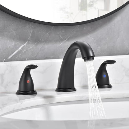 Sumerain Widespread 8 inch Bathroom Faucet - Black Basin Faucet with Two Handles