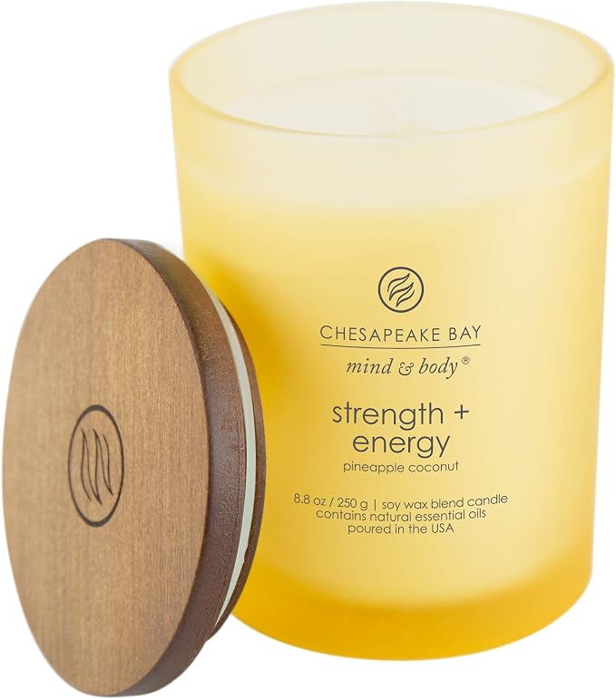 Chesapeake Bay Candle Scented Candle Strength + Energy (Pineapple Coconut) Medium Home Décor, 8.8oz (Pack of 4)
