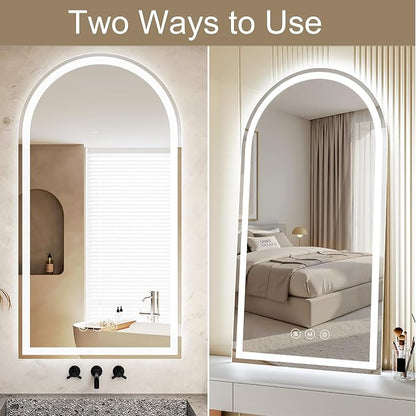 Arched LED Bathroom Mirror with Lights 24"x48", Anti-Fog,LED Mirrors with Light, Anti-Fog, Dimmable, 3 Color, Shatterproof, Touch Sensor