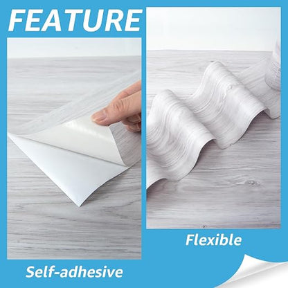 Art3d Wood Textured Peel and Stick Vinyl Floor Tiles, 40-Pack, White/Grey