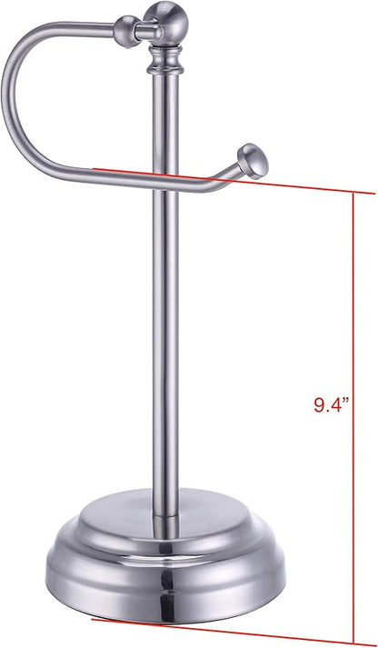 SunnyPoint Heavy Weight Classic Decorative Metal Fingertip Towel Holder Stand for Bathroom, Kitchen, Vanity and Countertops. (Brush Chrome, Overall: 6.7" x 5.5"x13.4"H)
