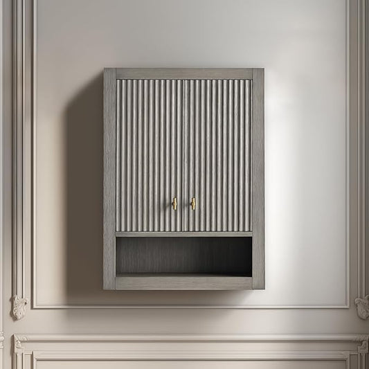 Vanity Art Vanity with Storage Cabinet & Shelves, Free-Standing Vanity with Soft-Closing Doors, Driftwood Gray, Golden Brushed Handware VA91-TC-DG-GB