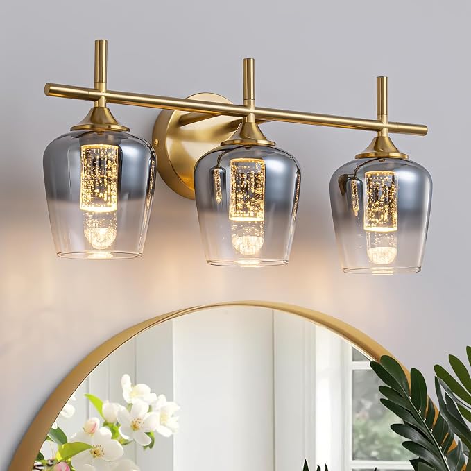 foucasal 3-Light LED Vanity Light for Bathroom, Dimmable 2700K-6000K | Bathroom Vanity Light Fixtures Over Mirror, Modern LED Lighting Fixtures for Living Rooms, Hallways, Bedroom
