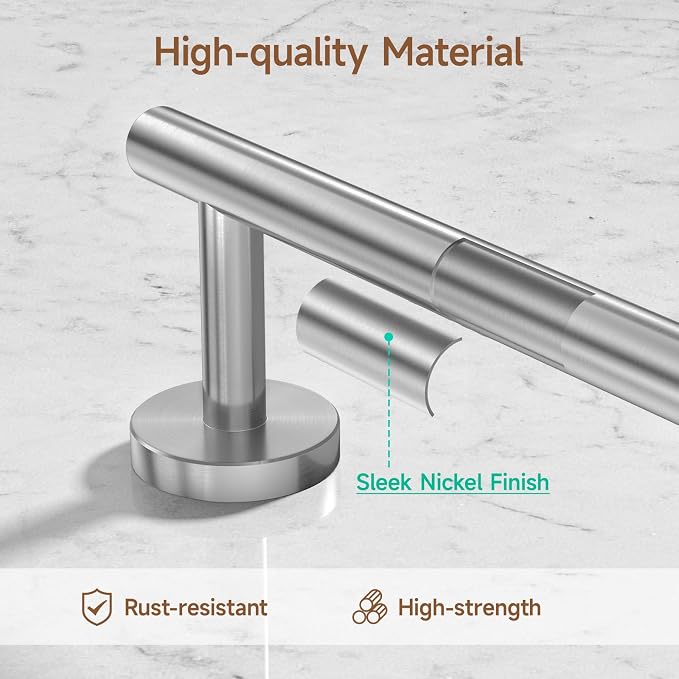 8PCS Brushed Nickel Bathroom Hardware Set, 24-Inch Towel Bar Set | Durable SUS304 Stainless Steel Bathroom Accessories Set, Towel Racks for Bathroom Wall Mounted, Modern Home Decor