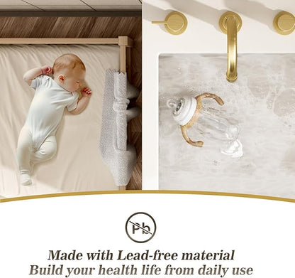 Phiestina Brushed Gold 3 Hole 8 Inch Widespread Bathroom Sink Faucet, Bathroom Faucet Set with Metal Pop UP Drain and Valve, WF15-1-BG