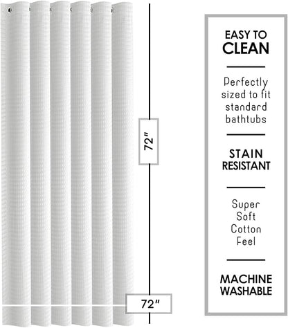 Clara Clark White Shower Curtain - Hotel Quality Waffle Fabric Bath Curtain 72x72, Heavy Duty Waterproof Shower Curtains for Bathroom