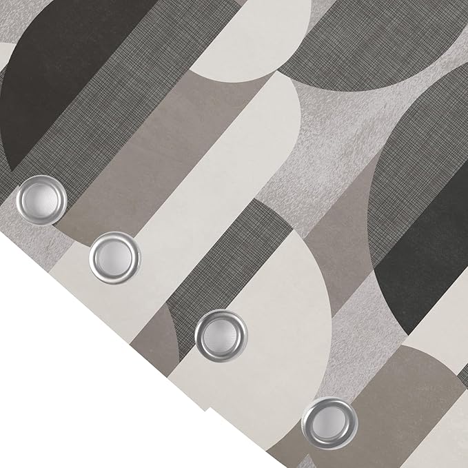 Abstract Shower Curtain Brown Tan Grey Mid Century,Morden Circular Square Minimalist Geometry Fabric Shower Curtains Bathroom Accessories