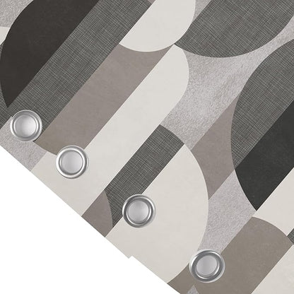 Abstract Shower Curtain Brown Tan Grey Mid Century,Morden Circular Square Minimalist Geometry Fabric Shower Curtains Bathroom Accessories