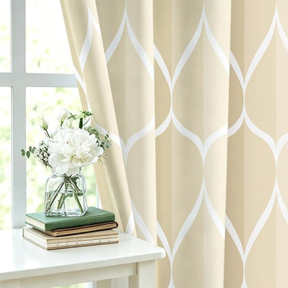 Gelbchu Geometric Shower Curtain for Bathroom, Ivory, 72x72 Inch | with Hooks, Premium Polyester, Quick Dry, Water Repellent, Machine Washable, Rustproof Grommets, Modern Minimalist