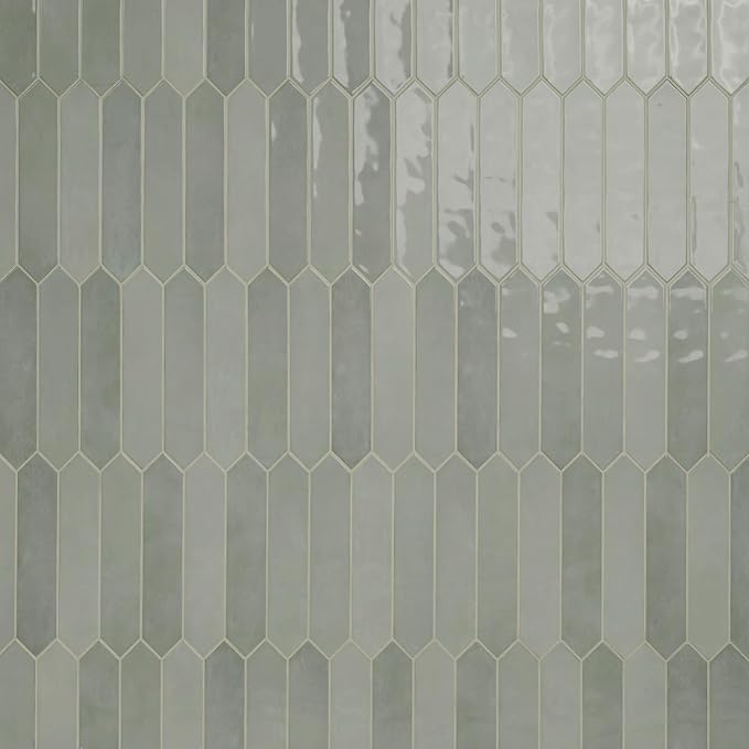 M S International Renzo Jade Glossy Ceramic Picket Wall Tile for Bathroom, Kitchen Backsplash, Accent, and Shower - Sample