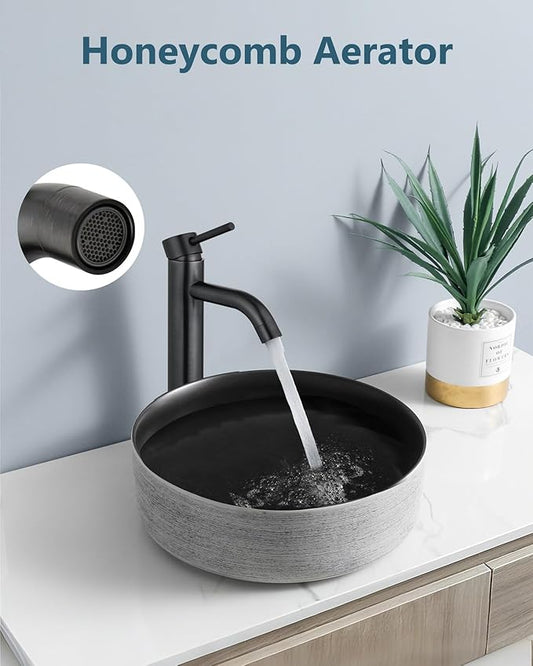 Aolemi Vessel Sink Faucet – SUS304 Stainless Steel Tall Bathroom Faucet,Single Lever Handle,1 Hole Bathroom Faucets with Supply Lines and Pop Up Drain,Oil Rubbed Bronze
