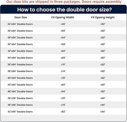 SMARTSTANDARD Double 42×84 Glass Barn Door with Sliding Hardware Kit | Pre-Drilled Ready to Assemble, Waterproof PVC Coating, 5-Panel Glass, White