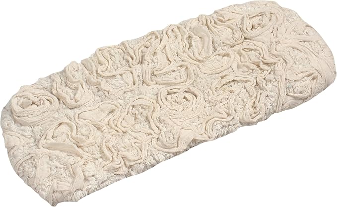 Home Weavers Bell Flower Toilet Tank Lid Cover – 10"x22", 100% Cotton, Tufted, Soft & Absorbent, Non-Slip, Machine Washable Bathroom Décor, Ivory