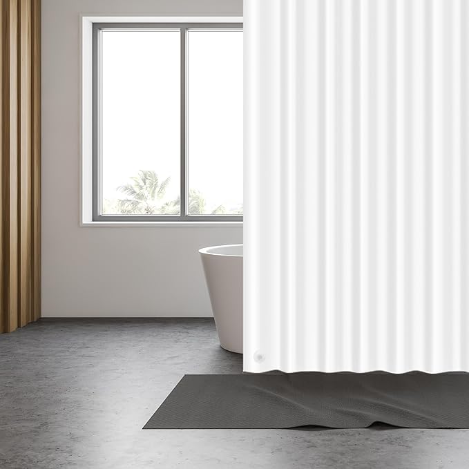 EHZNZIE Shower Curtain Liner Light Weight PEVA, Shower Liner 36x72 Inches, Waterproof, No Chemical Smell with 12 Rust Proof Metal Grommets for Bathroom Shower Curtain, White