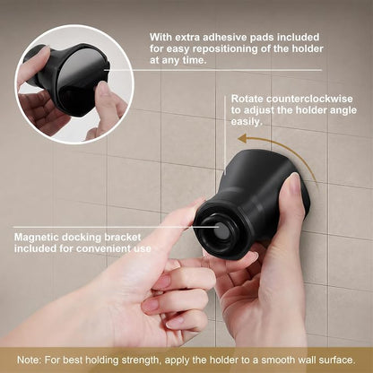 Handheld Shower Head with Magnetic Docking System | 9-Function High Pressure Detachable Shower Head, 5-inch Showerhead with 72 Inch Hose, Remote Dock, Matte Black, SH180-MB-D