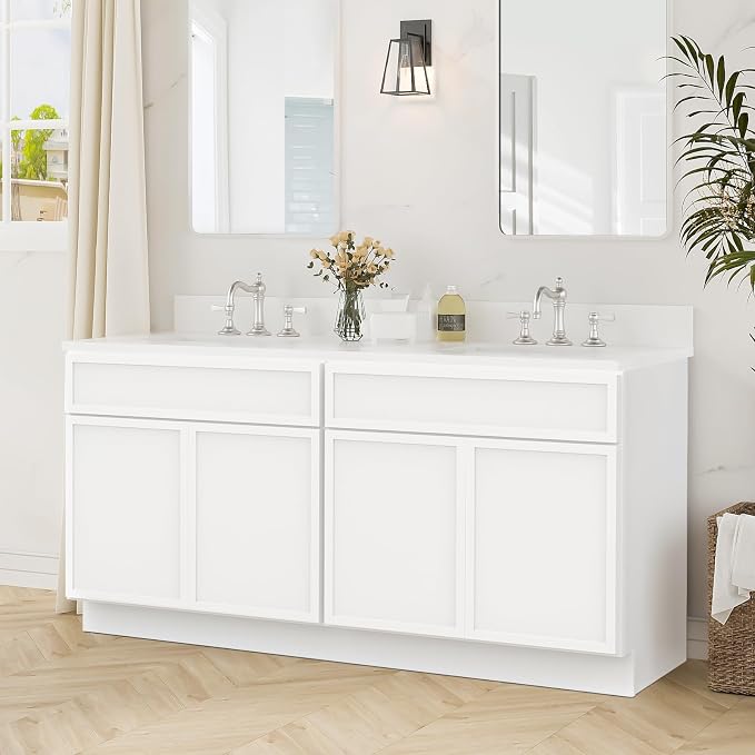 72 Inch Bathroom Vanity Base Only, Double Vanity Cabinet with Soft Closing Door, 2ea 36 inch Cabinet, Without Top,White