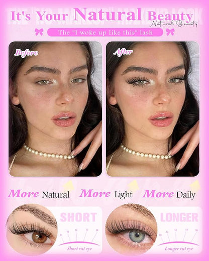 Natural Lash Clusters Venus Wispy Cluster Eyelash Extensions Invisible Thin Band Eyelash Cluster 8-16mm DIY Lash Extensions with Clear Band Individual Lashes Clusters Natural Look by WTVANE