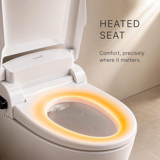 SmartBidet® SB-1000 Smart Bidet Electric Bidet Toilet Seat with Heated Seat, Warm Water, Air Dryer – Remote Control, Round