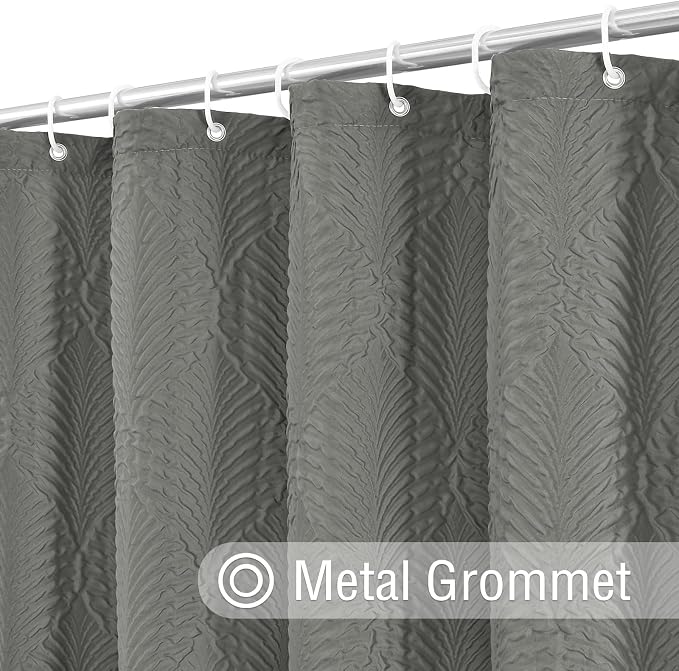 Grey Shower Curtain for Bathroom, 3D Embossed Textured Fabric Shower Curtain, Modern Farmhouse Chic Soft Cloth Shower Curtain Set, 72x72