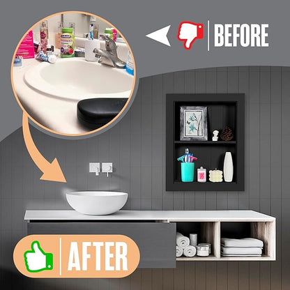 Houseables Recessed Medicine Cabinet, Recessed Wall Niche, in Wall Medicine Cabinet, Bathroom Niche, Insert for Drywall, Between Studs Shelf Replacement, Without Mirror, No Mirror, 14x18 ID, 16x20 OD