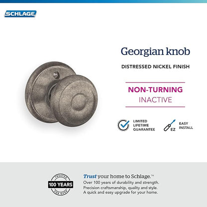 SCHLAGE Knob Non-Turning Lock, Distressed Nickel (F170 GEO 621)