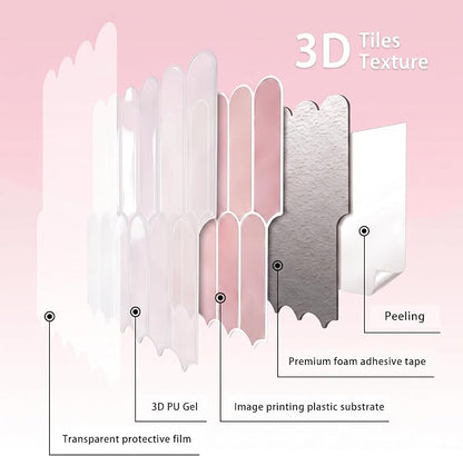 Arttown Peel and Stick 3D Wall Backsplash, 10-Sheet, 12" × 12" Coral Pink | Subway Tile Self Adhesive Thicker Design Wall Tiles Panel Wallpaper for Rental Housing Kitchen Bathroom Balcony