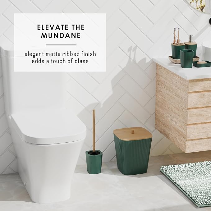 Clara Clark Bathroom Accessories Set - 27PC Bathroom Set with Adhesive Corner Shower Caddy Hanging, Bathroom Sets with Shower Curtain and Rugs, Ombre Green Shower Curtain Set with Bathroom Trash Can | 27 Piece Ombre Green Bathroom Sets with Shower Curt...