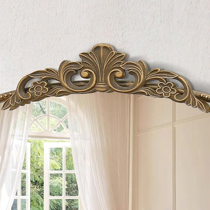 Micasso Vintage Gold Arched Mirror: 36"x29" Baroque Antique Wall Mirror | Traditional Ornate French Decorative Wall Mirror for Bedroom/Bathroom/Entryway/Hallway/Dresser/Vanity/Mantel/Nightstand