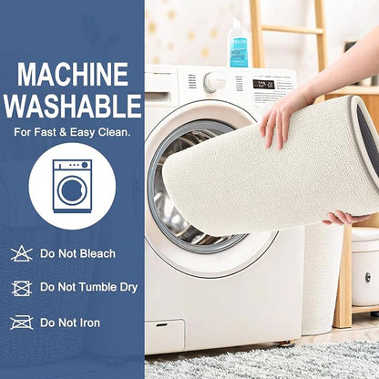 OLANLY Thick Memory Foam Bathroom Rugs 34x21, Absorbent Bath Mat, Ivory | Soft Quick Dry Bath Rugs, Non-Slip, Machine Washable Carpet for Bathroom Floor, Tub and Shower, Home Decor Accessories