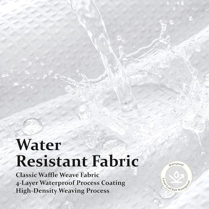 Waffle Shower Curtain 256 GSM Heavy Duty Fabric 72"x72" White | Thick Textured Cloth, Weighted Hem, Water Repellent Washable, Hotel Luxury Polyester Shower Curtain Set for Bathroom 12 Hooks