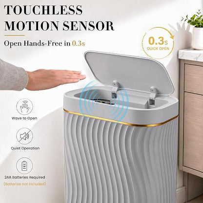 Ogikey Bathroom Small Trash Can with Automatic Touchless Lid, 2.6 Gallon Smart Garbage Can Narrow Waterproof Trash Bin for Bedroom, Office, Living Room