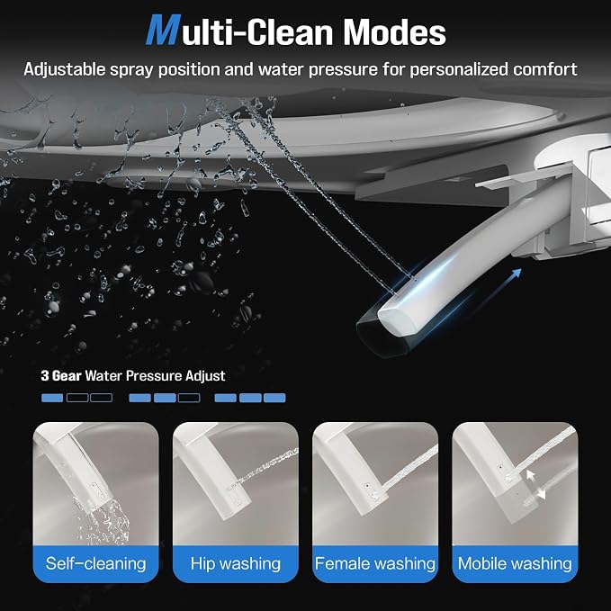 Modern Smart Toilet with Built-In Bidet, Electric Toilet, Auto Open/Close Lid, Heated Seat, Dual Auto Flush & Foot Sensor, Tankless, Warm Water Wash & Dryer, Wireless Remote, 1000g MaP