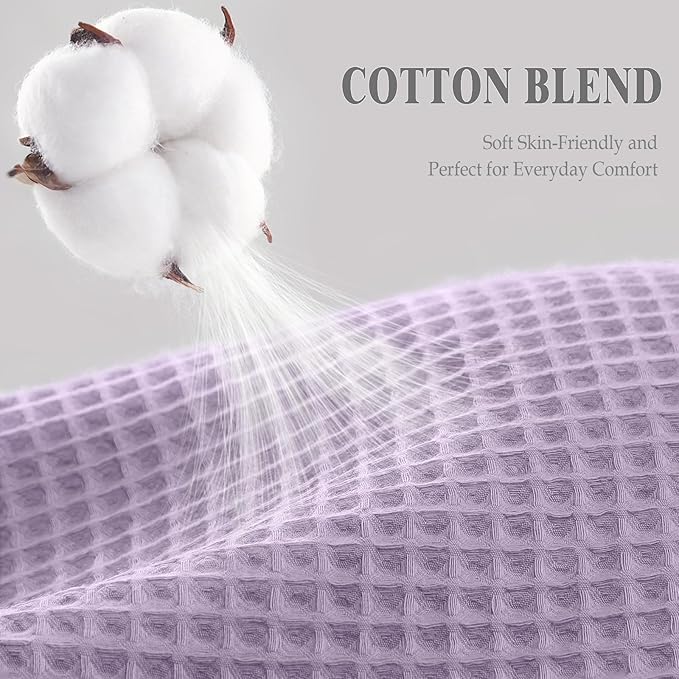 Waffle Weave Shower Curtain - Lavender Cotton Fabric Texture Heavyweight Shower Curtains for Bathroom,Washable,72Wx72L