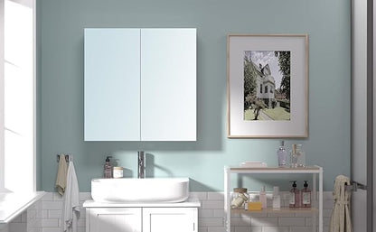 24x24 Bathroom Wall Cabinet, Saver Storage Cabinet, Medicine Cabinet with 2 Door and Adjustable Shelves，Flat-Pack Design – Assembly Required