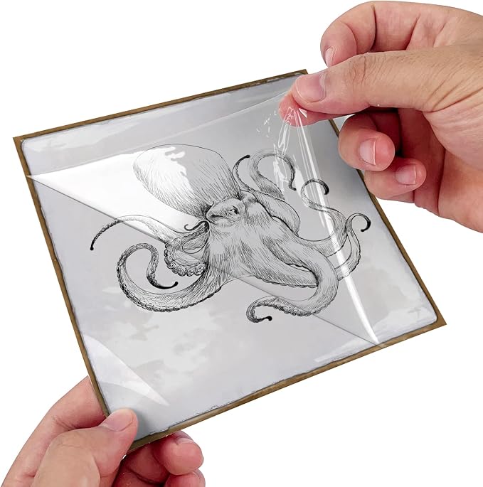 Alwayspon Vinyl Sticker Peel and Stick, Self-Adhesive Wall Tile Transfers Backsplash Sticker Decal for Kitchen Bathroom, 6x6inch/15x15cm 30Pcs, Marine Lives T034
