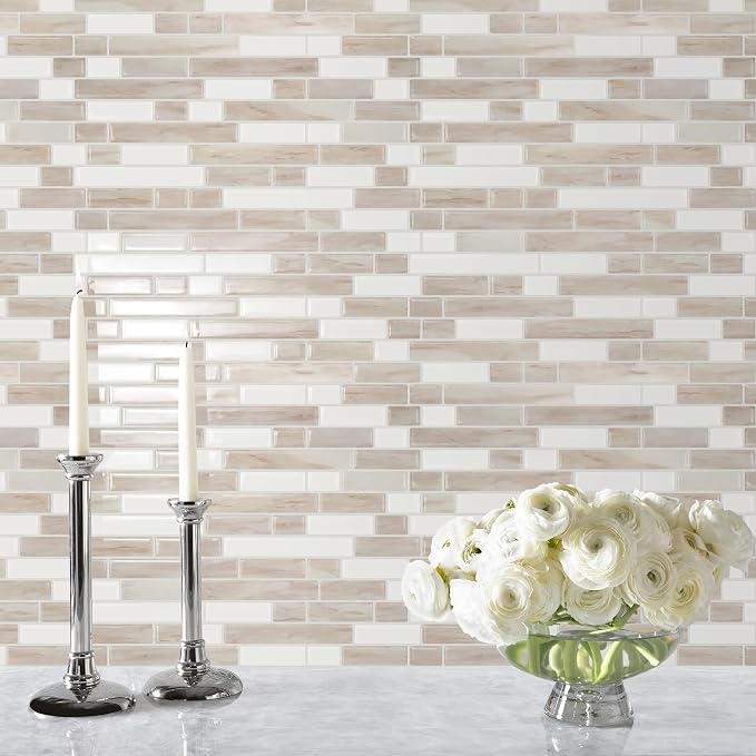 STICKGOO Thicker Peel and Stick Backsplash Tile for Kitchen and Bathroom | 10 Sheets of 12”×12” - 3D Vinyl Self Adhesive Wall Tiles Stick on Backsplash for Kitchen & Bathroom(Eurasian Mocha Stone)