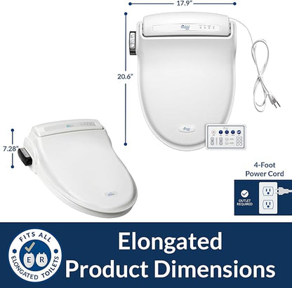 Bio Bidet Bliss BB1000 Electric Bidet Toilet Seat, Warm Water with Air Dryer, Heated Seat with Slow Close Lid, Remote Control, Elongated White