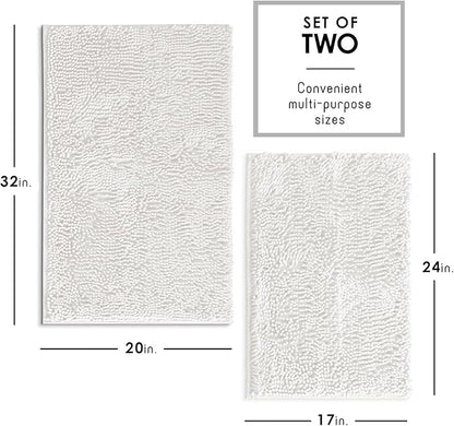 Hearth & Harbor Bathroom Rugs, Chenille Bath Mat - Machine Washable Bath Mats for Bathroom Non-Slip Backing Rubber, Quick Dry Bathroom Mat
