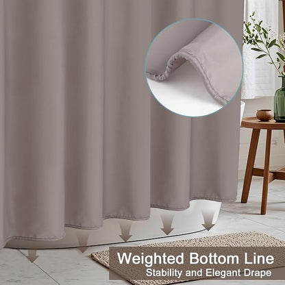 AooHome Shower Curtain Liner, Fabric Bathroom Curtain with Hooks for Hotel, Weighted Hem, Water Repellent, Chocolate, 72 x 75 Inch
