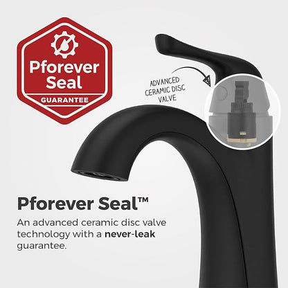 Pfister Willa Bathroom Sink Faucet, Single Control, 1-Handle, Single Hole, NSF Certified, Spot Defense Matte Black Finish, LF042MALSDB