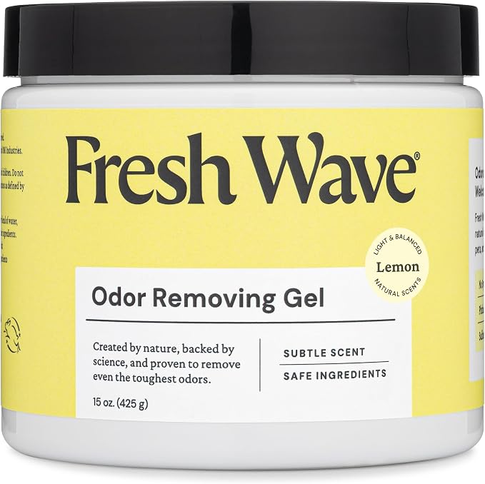 Fresh Wave Lemon Odor Eliminator Gel 15 oz - Air Freshener for Home | Lasts 30-60 days. Plant-based odor absorber. No perfumes or harsh chemicals. Bathroom & closet deoderizer. Refills available.