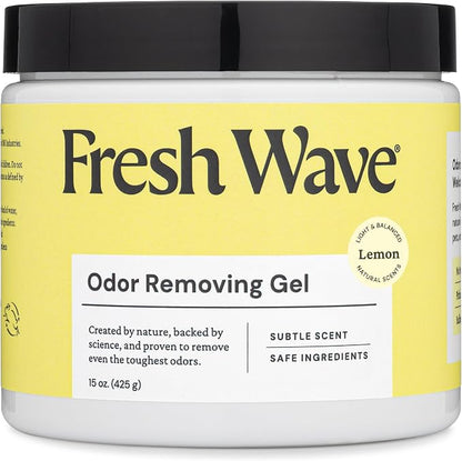 Fresh Wave Lemon Odor Eliminator Gel 15 oz - Air Freshener for Home | Lasts 30-60 days. Plant-based odor absorber. No perfumes or harsh chemicals. Bathroom & closet deoderizer. Refills available.