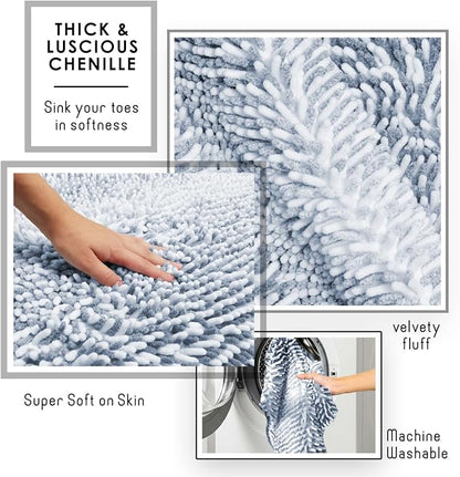 Clara Clark Bathroom Accessories Set - 27PC Bathroom Set with Adhesive Corner Shower Caddy Hanging, Bathroom Sets with Shower Curtain and Rugs, Ombre Navy Shower Curtain Set with Bathroom Trash Can | 27 Piece Ombre Navy Bathroom Sets with Shower Curtai...
